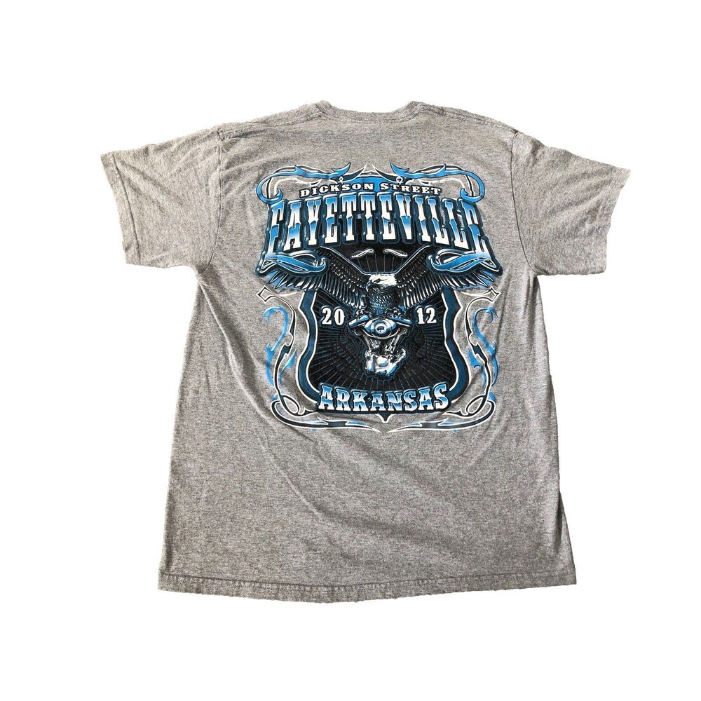 Dickson Street Fayetteville 2012 Car Show Graphic T-Shirt Men’s Large Grey